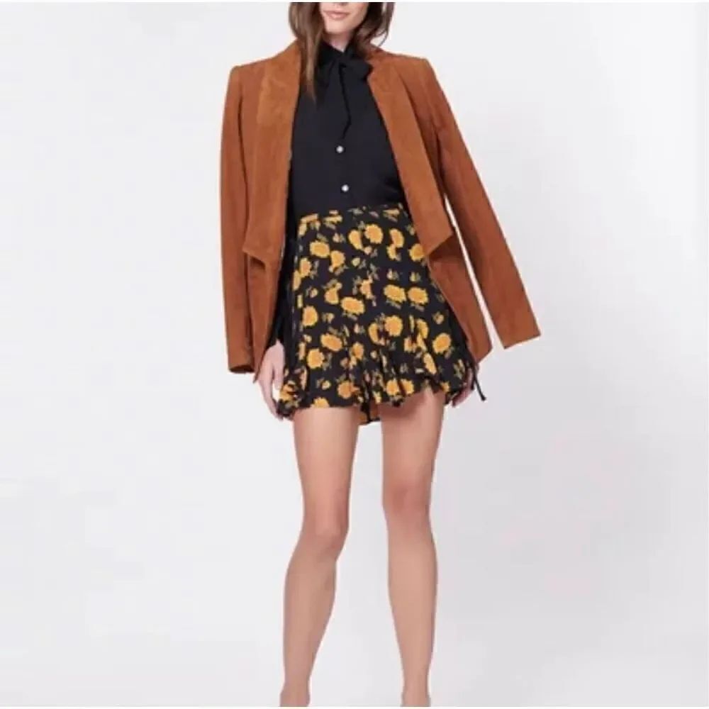 Veronica Beard Weller Floral-print Flounce Mini Skirt in Black Multi Women’s 2